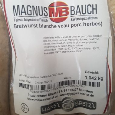 Bratwurst surgelé sv